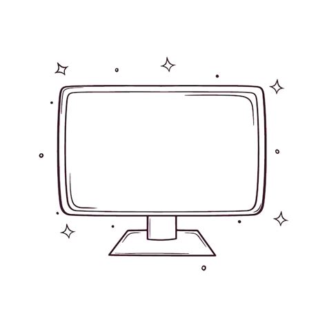 Ilustración de vector de monitor de computadora dibujado a mano