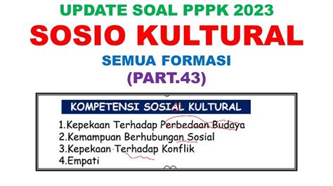 Update Soal Sosio Kultural Seleksi Asn Pppk Semua Formasi Part