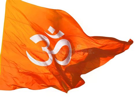 Orange Flag Om Sign Om Flag Flying Om Background Hind Stock