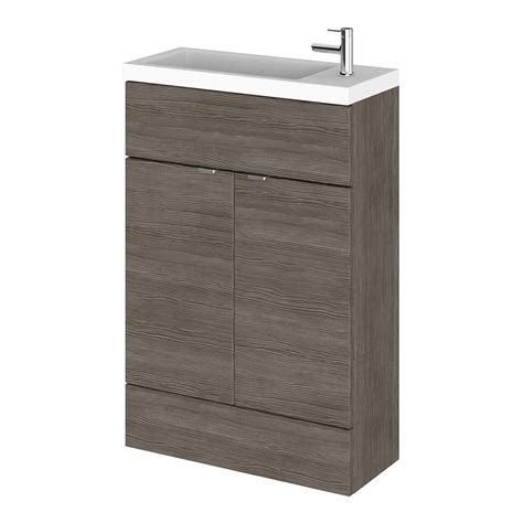 Hudson Reed Fusion 600mm Floorstanding 2 Door Vanity Unit And Basin 1th Slimline Anthracite