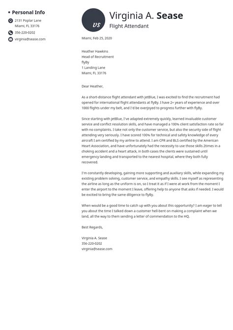 Flight Attendant Cover Letter Examples And Guide For 2025