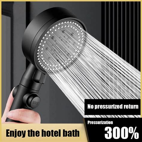 Shower Water-saving 5-speed Adjustable High-pressure Hand-held Shower Display One-key Water-stop ...