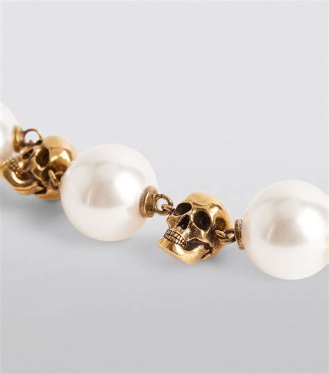 Alexander Mcqueen Skull And Pearl Chain Bracelet Harrods Uk