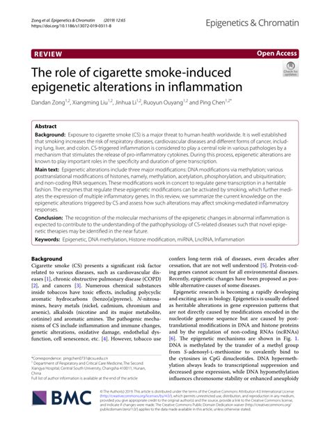 PDF The Role Of Cigarette Smoke Induced Epigenetic Alterations In