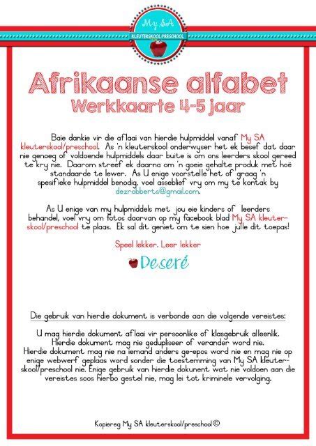 Afrikaanse Alfabet 4 5jaar