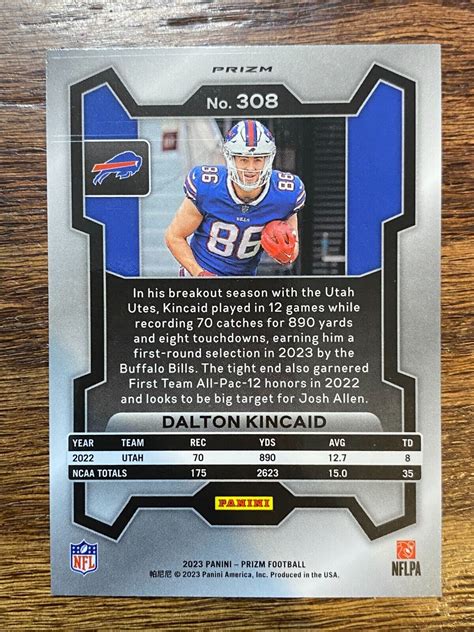 Panini Prizm Orange Lazer Prizm Dalton Kincaid Rc Buffalo