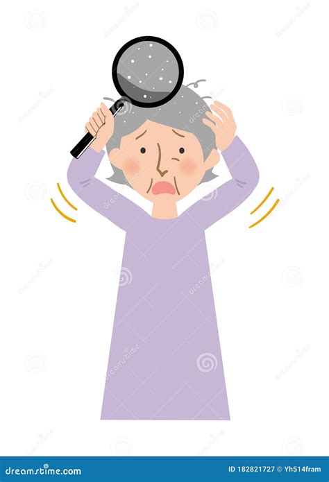 Grandma Of Vector Illustrations Suffering From Dandruff Of The Scalp