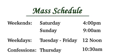 Updated Mass Schedule – Holy Trinity