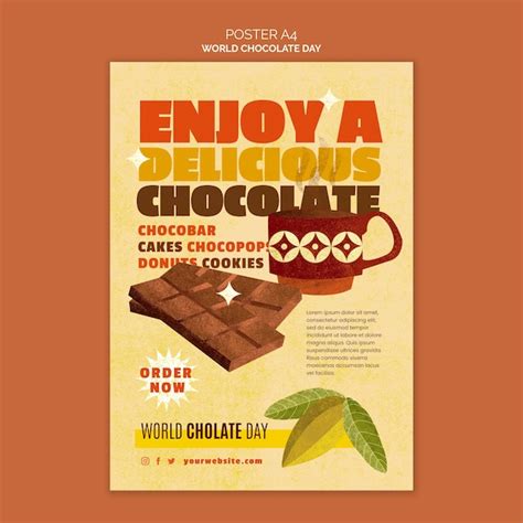 Modelo de cartaz do dia mundial do chocolate PSD Grátis