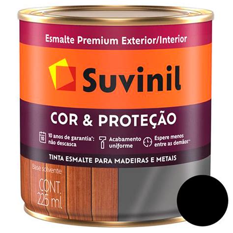 Tinta Esmalte Madeira Metal Preto Brilhante Suvinil Ml