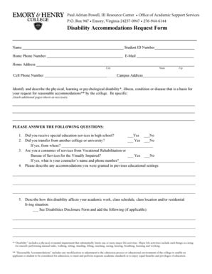 Fillable Online Disabilities Accommodations Request Formdocx Fax Email