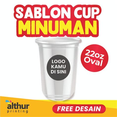 Jual Sablon Gelas Cup Oz Oval Cetak Gelas Plastik Oz Oval