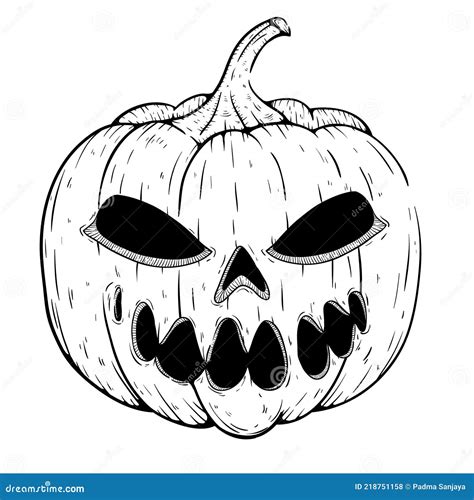 Hand Draw Halloween Pumpkin With Spooky Face Stock Vector Illustration Of Moustache Font