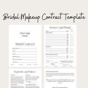 Editable Bridal Makeup Contract Canva Makeup Template Etsy Contract