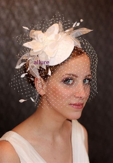 Wedding Ivory Birdcage Veil Bridal Ivory Birdcage Veil Wedding Hat