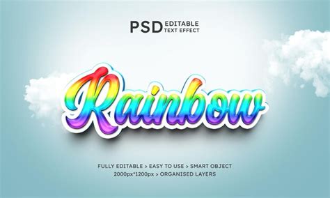 Efecto De Texto Editable 3d Arcoiris Archivo PSD Premium