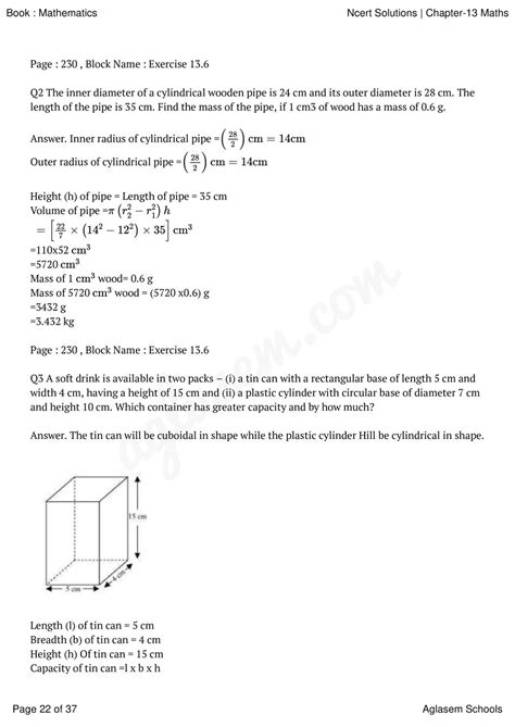 NCERT Solutions For Class 9 Maths Chapter 11 Surface Area And Volume