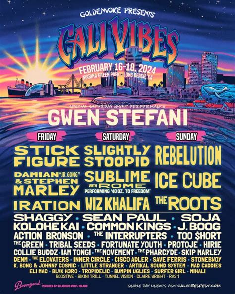 Cali Vibes Announces 2024 Line Up Gwen Stefani Rebelution Slightly