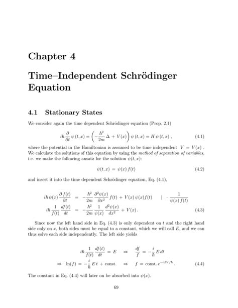 Chapter 4 Time Independent Schrödinger Equation