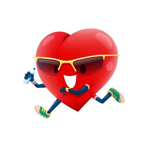 Isolated Cartoon Running Healthy Heart Character 15600265 Vector Art At