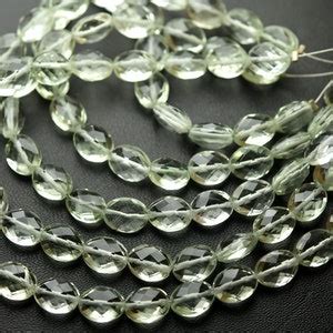 8 Inch Strand Super Finest Quality Natural Green Amethyst Faceted Oval