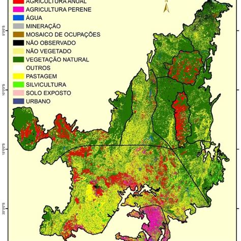 Regiões Geoeconômicas Do Cerrado Sobre O Mapa De Uso E Cobertura Da