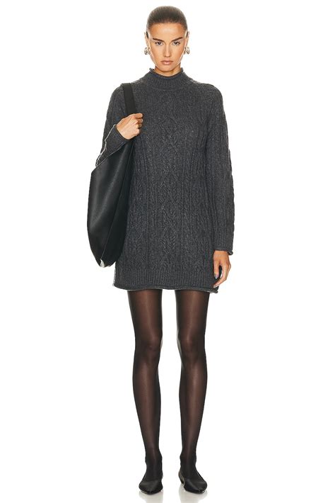 Loulou Studio Layo Turtleneck Cable Knit Dress In Anthracite Melange FWRD