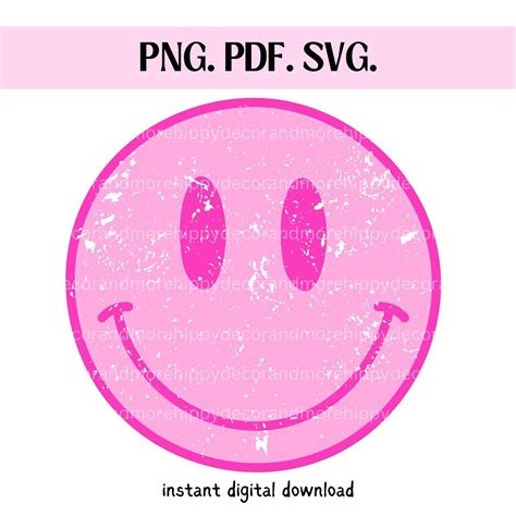 Smiley Face Distressed Retro Smiley Face PNG Pink Smiley Face Etsy