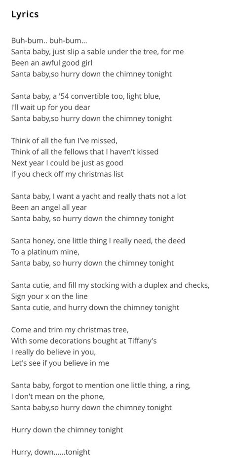 Santa Baby | Christmas songs lyrics, Baby songs lyrics, Great song lyrics