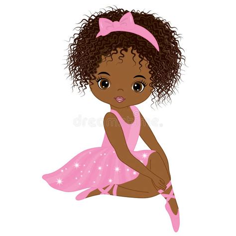 Vector African American Beautiful Ballerina Dancing Vector Ballerina