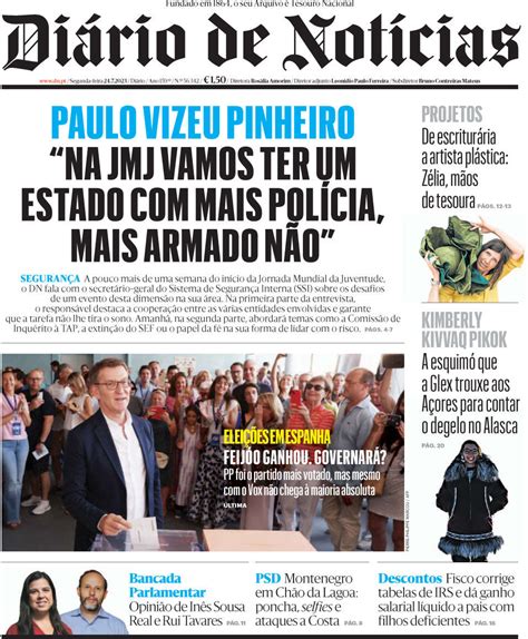 Capa Diário de Notícias 24 julho 2023 capasjornais pt