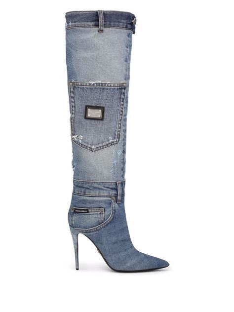 Buy Dolce Gabbana Patchwork Boots Denim At Off Editorialist