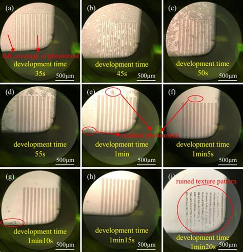 The development effect of the photoresist at different development... | Download Scientific Diagram