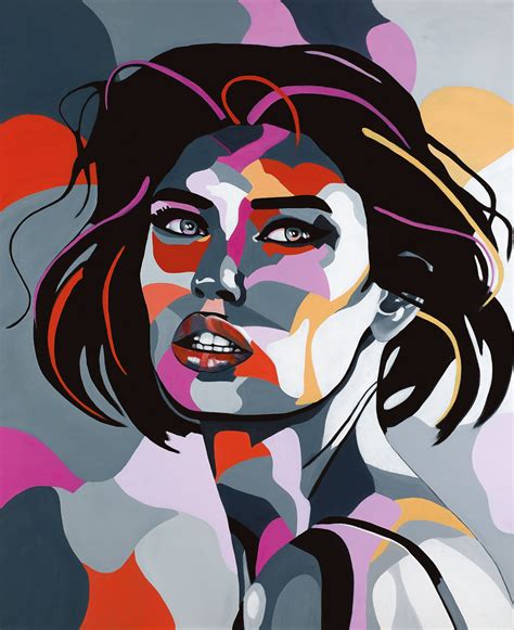 Woman Portrait Print Colorful Wall Art Print Modern Wall Decor Living Room Canvas Wall Art