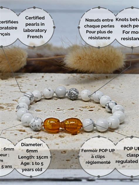 Bracelet B B Pierres Naturelles Magnesite Howlite Blanc