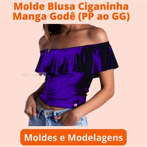 Molde Blusa Ciganinha Manga Godê pp ao Gg Elo7