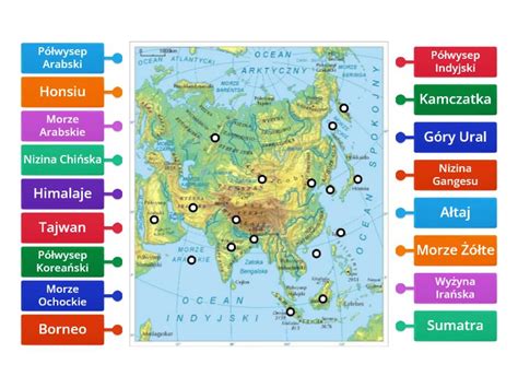 Azja Mapa Fizyczna Labelled Diagram