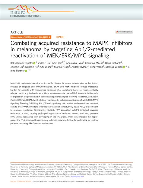 Pdf Combating Acquired Resistance To Mapk Inhibitors In Melanoma By