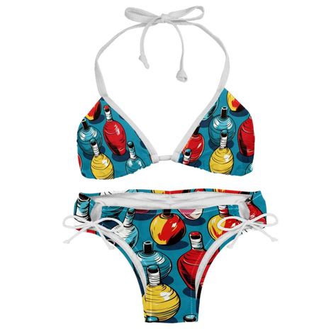 Bowling Swim Wear Bikini Set With Detachable Sponge And Adjustable Strap