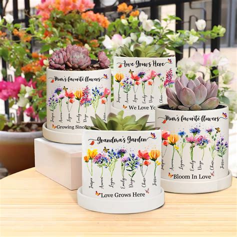 Custom Birth Month Flower Plant Pot Grandmas Garden Plant Pot Mothers