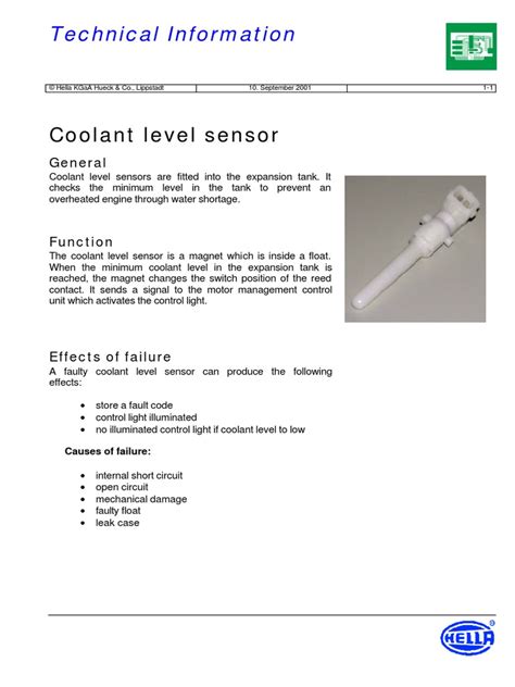 coolant level sensor