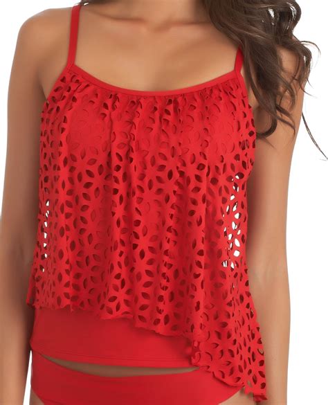 Luxe By Lisa Vogel Pandora Sway Tankini Top Red 8