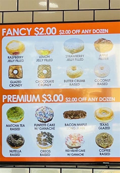 Menu at Randy's Donuts, Bakersfield