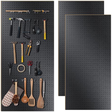 2 Pcs Wood Pegboard High Density Fiberboard 24 x 48 Inches Wall Mount ...