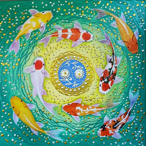 Koi Fish Japanese Painting For Sale by Artist | Royal Thai Art