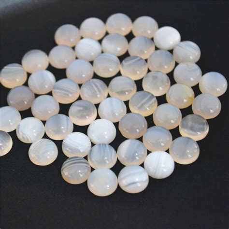 Wholesale Fashion Natural Stone CABOCHON Round CAB White Chalcedony