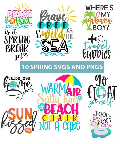 10 Spring Svg Bundle Beach Quotes Svg Beach Vibes Svg Summer Sayings