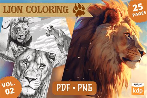 Realistic Lion Coloring Pages Vol 02 Graphic By Sahad Stavros Studio