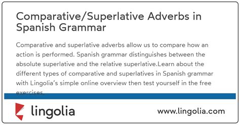 Comparativesuperlative Adverbs In Spanish Grammar