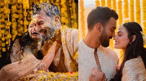 Kl Rahul And Athiya Shetty Shared Romantic Haldi Ceremony Photos Couple